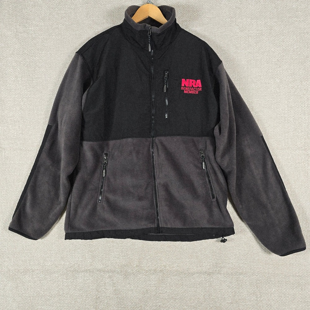 Landway Mens XL NRA Benefactor Member Fleece Jacket Black Grey Full Zip